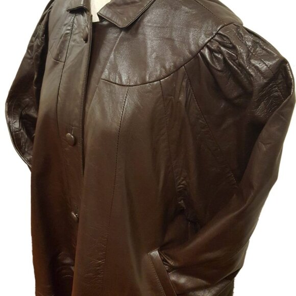 Women’s Full Length Soft Leather Swing Coat Plus Size 4 Color's Available - Picture 5 of 10